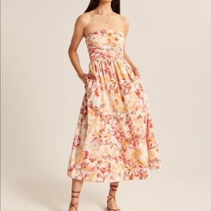 Abercrombie & Fitch Poplin Strap Midi Dress